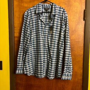Men's Blue Plaid Claiborne Button Down Shirt XXL BNWT